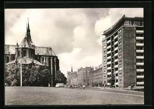 AK Rostock, Marienkirche und Lange Strasse