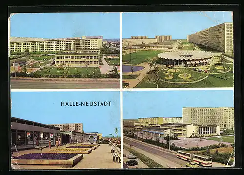 AK Halle-Neustadt, Vier Ansichter der Neustadt