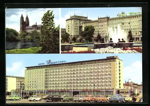 AK Magdeburg, Magdeburger Dom, Wilhelm-Pieck-Allee, Hotel International