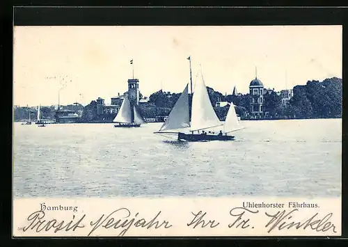AK Hamburg, Uhlenhorster Fährhaus am Ufer
