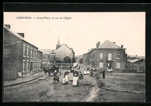 AK Louvroil, Grand'Place et rue de l'Église