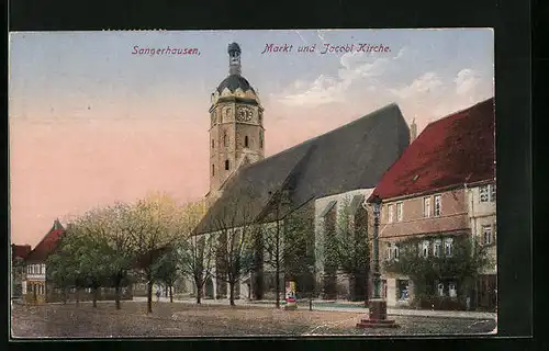AK Sangerhausen, Markt und Jacobi-Kirche