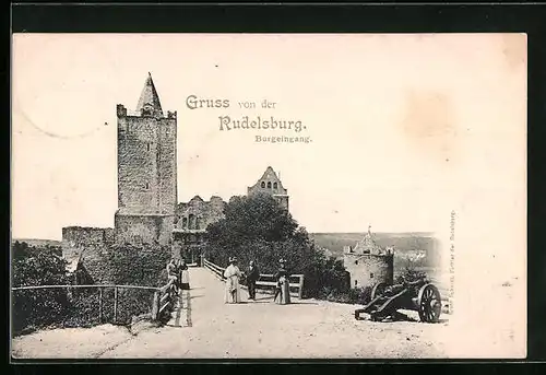 AK Rudelsburg, Passanten am Burgeingang