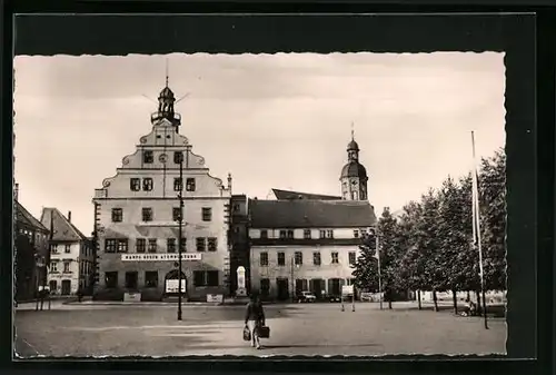 AK Dippoldiswalde i. Sa., Markt mit Rathaus