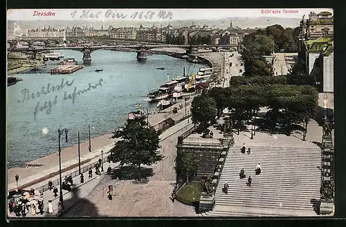 AK Dresden, Gesamtansicht mit Brühl'scher Terrasse