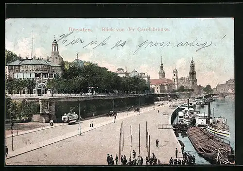 AK Dresden, Blick von der Carolabrücke