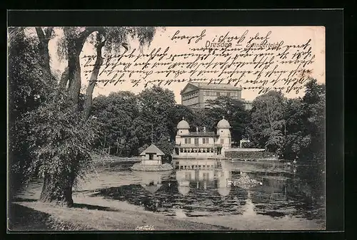 AK Dresden, Idylle am Zwingerteich