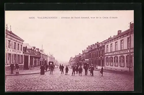 AK Valenciennes, Avenue de Saint-Amand, vue de la Croix d'Anzin