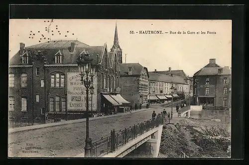 AK Hautmont, Rue de la Gare et les Ponts