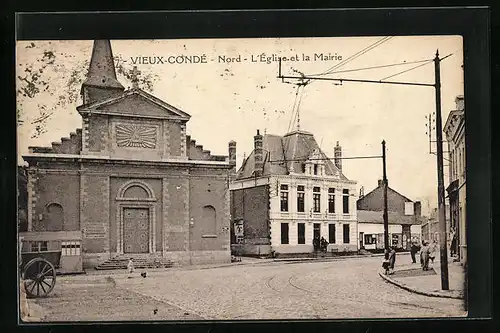 AK Vieux-Condé, l'Église et la Mairie