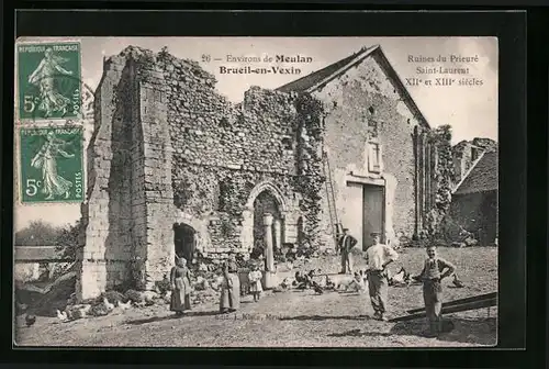 AK Brueil-en-Vexin, Ruines du Prieuré Saint-Laurent XIIe et XIIIe siècles