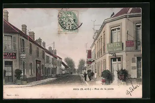 AK Ablis, Rue de la poste, Strassenpartie