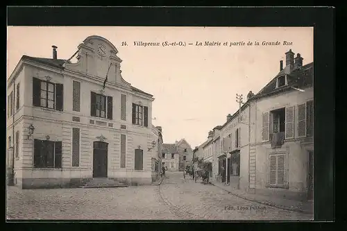 AK Villepreux, La Mairie et partie de la Grande Rue