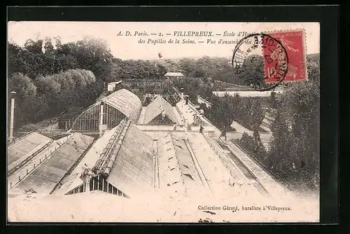 AK Villepreux, École d`Horticulture des Pupilles de la Seine, Vue d`ensemble du Jardin