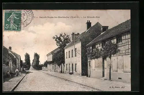 AK Saint-Nom-la-Bretèche, La Grande-Rue, Strassenpartie