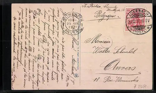 AK Auerbach i. V., Teilansicht mit Bismarckdenkmal