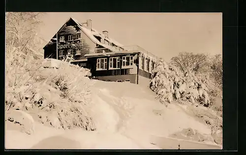 AK Klingenthal i. Sa., HO-Sporthotel Waldgut im Winter