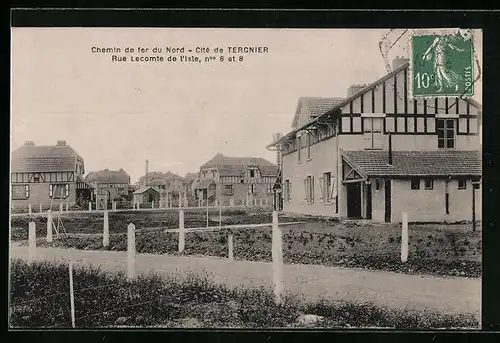 AK Tergnier, Chemin de fer du Nord, Rue Lecomte de l'Isle n. 6 et 8