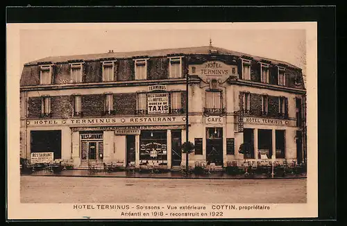 AK Soissons, Hotel Terminus, Vue extérieure