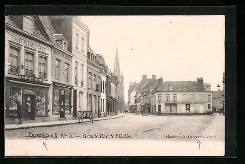 AK Hazebrouck, Grande Rue de l`Eglise, Strassenpartie