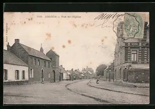 AK Abscon, Rue de l`Eglise, Strassenpartie