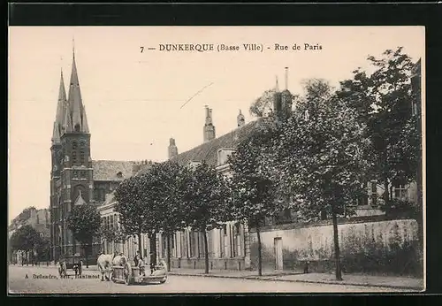 AK Dunkerque, Rue de Paris, Strassenpartie