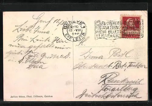 AK Genève, Pont du Mont-Blanc et le Grand-Quai, Strassenbahn