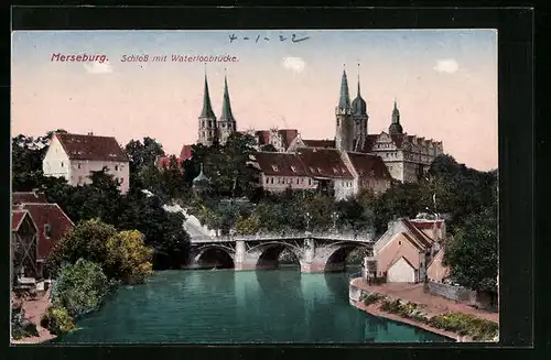 AK Merseburg, Schloss mit Waterloobrücke