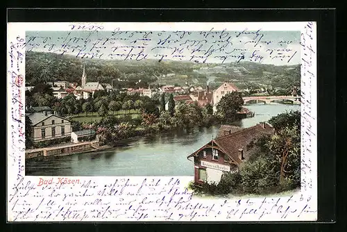 AK Bad Kösen, Gesamtansicht mit Restaurant Loreley aus der Vogelschau