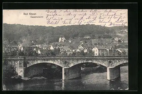 AK Bad Kösen, Gesamtansicht mit Brücke