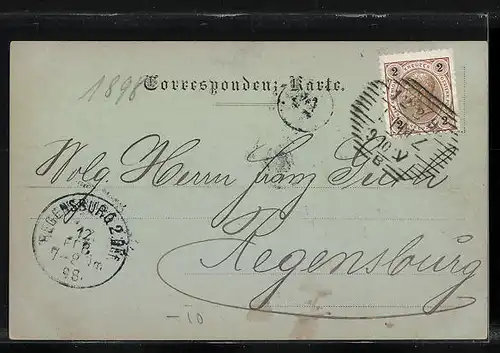 Mondschein-AK Linz a. D., Totalansicht aus der Vogelschau