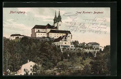 AK Linz a. D., Pöstlingberg mit Josef Kuntner`s Berghotel