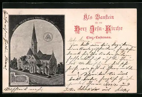 AK Linz a. D. - Lustenau, Herz Jesu-Kirche