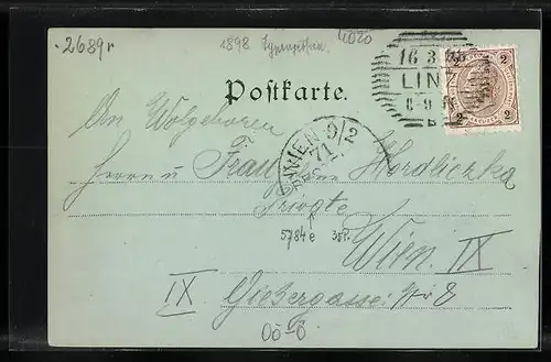 Mondschein-AK Linz a. D., Franz Josef-Platz