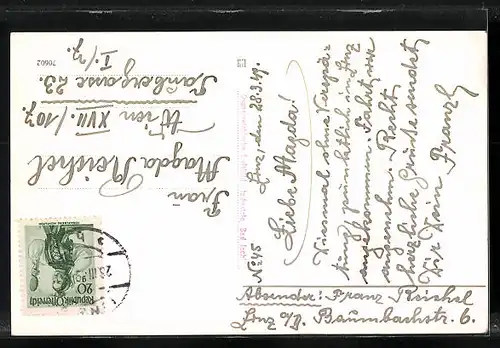 AK Linz a. D., Maria Empfängnis-Dom vom Flugzeug aus