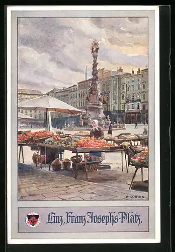 Künstler-AK Linz a. D., Franz Josephs-Platz
