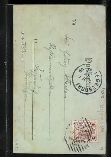 Mondschein-AK Linz a. D., Kirche und Hotel Pöstlingberg