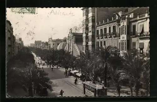 AK Alicante, Avenida de Alfonso X, Strassenbahn