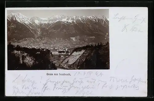 Foto-AK Fritz Gratl: Innsbruck, Totalansicht aus der Vogelschau