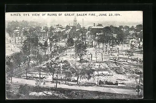 AK Salem, MA, Bird`s eye view of Ruins of Great Salem Fire, June 25, 1914