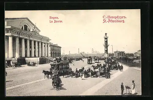 AK St. Pètersbourg, La Bourse, Pferdebahn