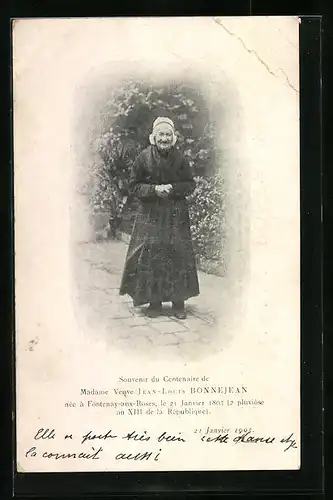 AK Fontenay-aux-Roses, 100jährige Madame Veuve Jean-Louis Bonnejean, le 21 Janvier 1805