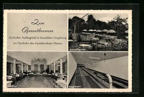 AK Bad Zwischenahn, Gasthaus Zum Gesundbrunnen, Innenansicht Festsaal, Kegelbahn