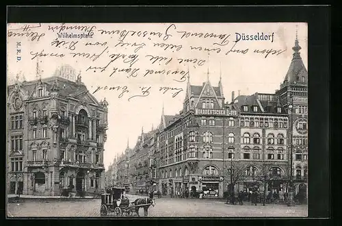 AK Düsseldorf, Wilhelmsplatz mit Geschäften