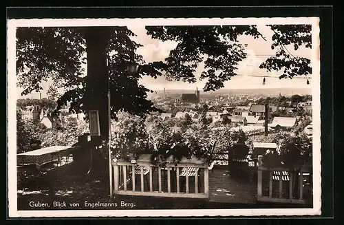 AK Guben, Blick von Gasthaus Engelmanns Berg auf den Ort