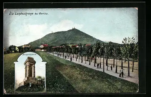 AK Görlitz, Die Landeskrone, Bismarcksäule