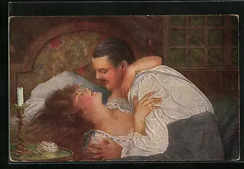 Künstler-AK Arno von Riesen: Junges Paar in den Flitterwochen