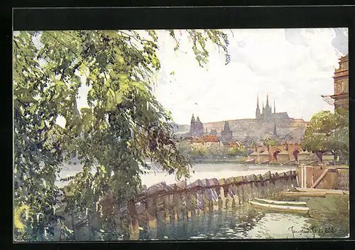 Künstler-AK Jaroslav Setelik: Praha, Hradchin et Mala Strana