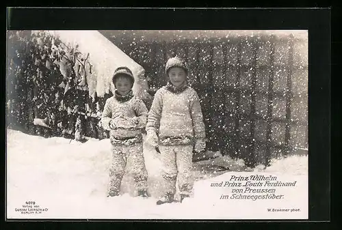AK Prinz Wilhelm und Prinz Louis Ferdinand von Preussen im Schneegestöber