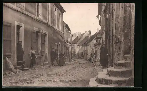 AK Beaurieux, Rue de l`Eglise, Strassenpartie